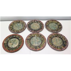 Qty 6 Decorative Multi-Colored Mossaic Plates 12" Dia.