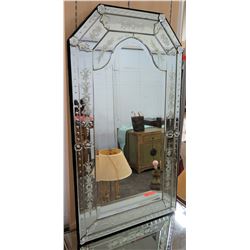 Tall Italian Wall Mirror w/ Etched Accents 24" x 43.5"