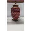 Image 8 : Qty 2 Burgundy Table Lamps w/ Gilt Accents & Matching Lamp Shades