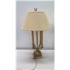Image 2 : Qty 2 Gilt Column Table Lamps w/ Leaf Design & Lamp w/ No Shade