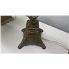 Image 8 : Qty 2 Gilt Column Table Lamps w/ Leaf Design & Lamp w/ No Shade
