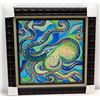 Image 1 : "Blue Octopus" by Danielle Groff, Giclee on Canvas 32 1/2" x 32 1/2", Bamboo Frame (Black)