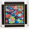 Image 1 : "Koi Pond" by Danielle Groff, Giclee on Canvas 32 1/2" x 32 1/2", Bamboo Frame (Black)