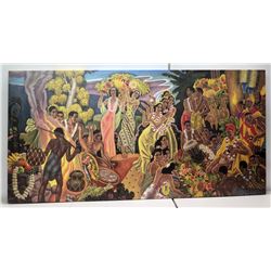 Large 96" x 48" "Island Feast" by Eugene Savage, Giclee on Canvas, Frameless