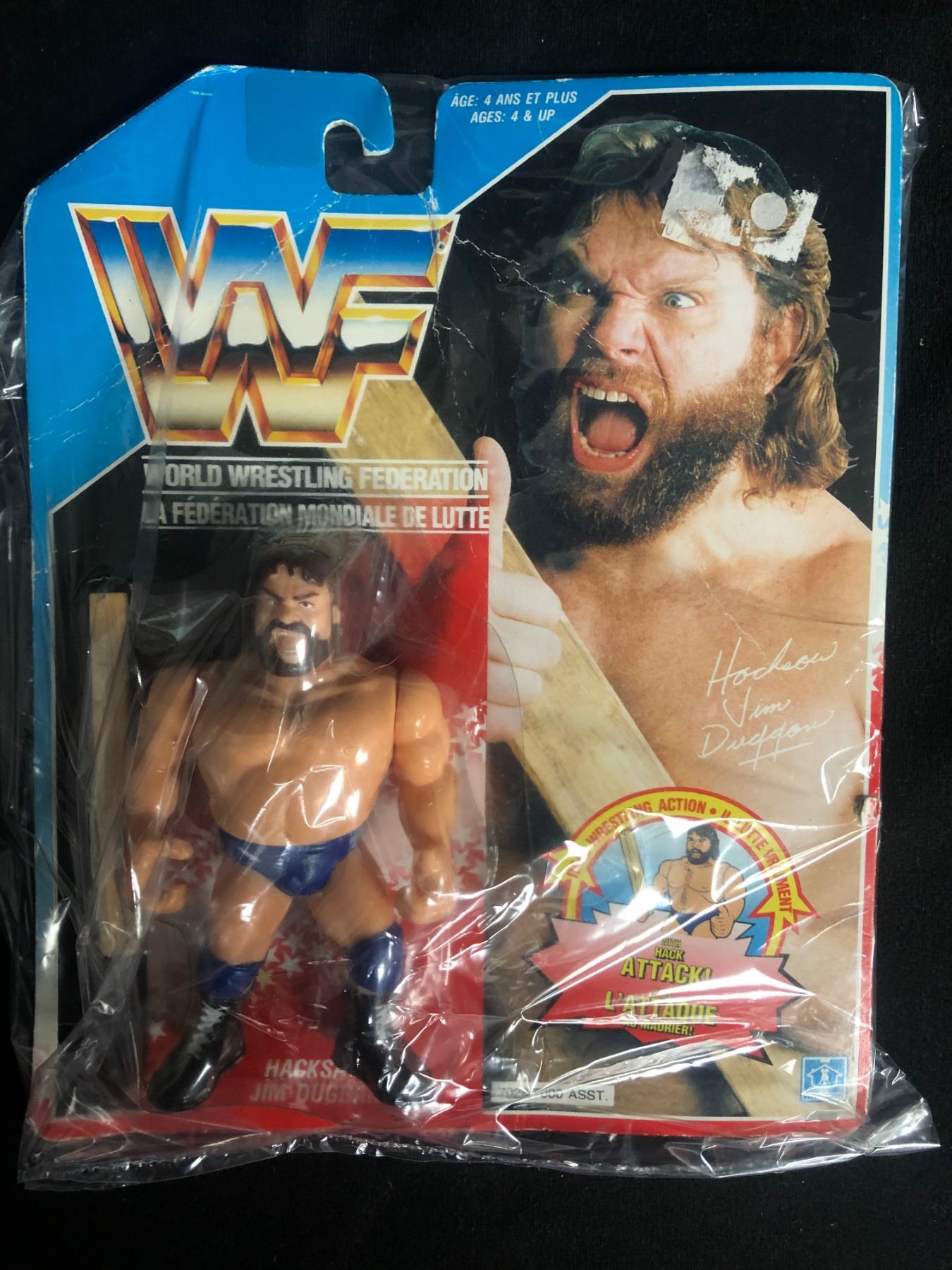 Vintage WWF Hasbro HACKSAW JIM DUGGAN Action Figure (1992)