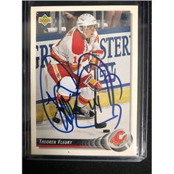 THEO FLEURY SIGNED 1992-93 UPPER DECK HOCKEY CARD