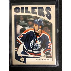 CHARLIE HUDDY SIGNED OILERS HOCKEY CARD