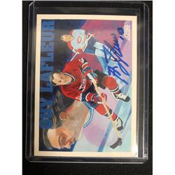 GUY LAFLEUR SIGNED SCORE HOCKEY CARD