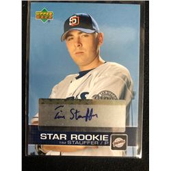 TIM STAUFFER SIGNED UPPER DECK BASEBALL CARD