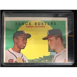 1959 Topps #212 Fence Busters Aaron/ Mathews