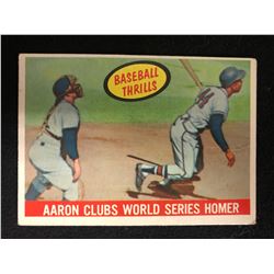 1959 Topps #467 Baseball Thrills Aaron Clubs World Series Homer