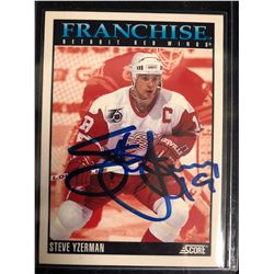 STEVE YZERMAN SIGNED SCORE HOCKEY CARD