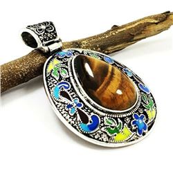 TIGER'S EYE GEMSTONE ANTIQUE DESIGN PENDANT