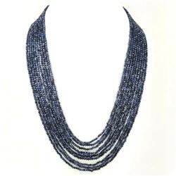 BLUE SAPPHIRE FACETED BEADS NECKLACE 295 CT, 10 STRAND