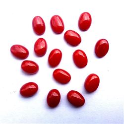 Natural Italian Red Coral 7x5mm Oval Cabochon Loose Gemstone 100 Pieces Lot