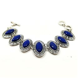 LAPIS LAZULI GEMSTONE SILVER PLATED BRACELET