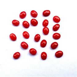 Natural Italian Red Coral 4x3mm Oval Cabochon Loose Gemstone 100 Pieces Lot