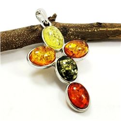 BALTIC AMBER GEMSTONE CROSS CHARM PENDANT