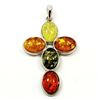 Image 2 : BALTIC AMBER GEMSTONE CROSS CHARM PENDANT