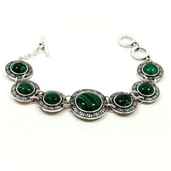 MALACHITE GEMSTONE SILVER PLATED BRACELET