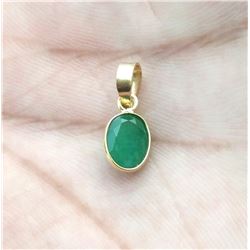 NATURAL GREEN EMERALD GEMSTONE 14 KT YELLOW GOLD HANDMADE PENDANT JEWELRY 2.30Ct