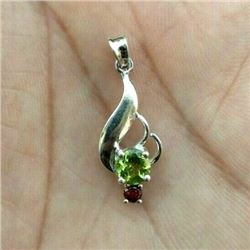 PERIDOT , GARNET GEMSTONE 92.5 STERLING SILVER HANDMADE PENDANT