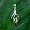 Image 4 : PERIDOT , GARNET GEMSTONE 92.5 STERLING SILVER HANDMADE PENDANT