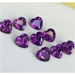 NATURAL PURPLE AMETHYST 6X6 MM HEART CUT FACETED LOOSE GEMSTONE 50 PIECES LOT