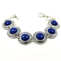 LAPIS LAZULI GEMSTONE SILVER PLATED BRACELET