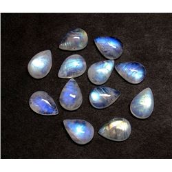 BLUE FIRE RAINBOW MOONSTONE 9X6 MM PEAR CABOCHON LOOSE GEMSTONE 50 PIECES LOT