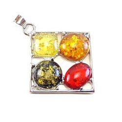 BALTIC AMBER GEMSTONE SILVER PLATED PENDANT JEWELRY