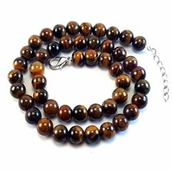 Natural Tiger's Eye Gemstone 8 mm Round Beads Necklace Jewelry 16"