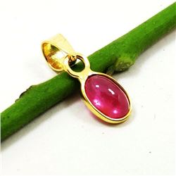 NATURAL PINK RUBY GEMSTONE 14 KT YELLOW GOLD HANDMADE PENDANT JEWELRY
