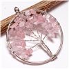 Image 1 : ROSE QUARTZ GEMSTONE TREE OF LIFE CHARM SILVER PLATED PENDANT JEWELRY