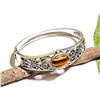 Image 1 : TIGER'S EYE GEMSTONE SILVER PLATED  BRACELET BANGLE