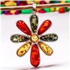 Image 2 : BALTIC AMBER GEMSTONE SILVER PLATED PENDANT JEWELRY