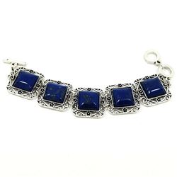 LAPIS LAZULI GEMSTONE SILVER PLATED BRACELET