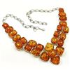 Image 1 : BALTIC AMBER GEMSTONE SILVER PLATED BLUE NECKLACE