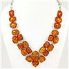 Image 2 : BALTIC AMBER GEMSTONE SILVER PLATED BLUE NECKLACE