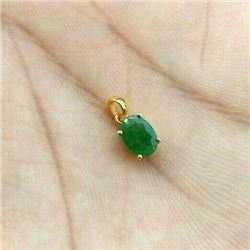 NATURAL GREEN EMERALD GEMSTONE 14 KT YELLOW GOLD HANDMADE PENDANT JEWELRY 2.75CT