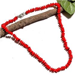 NATURAL RED CORAL GEMSTONE NECKLACE