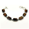 Image 1 : TIGER"S EYE GEMSTONE SILVER PLATED BRACELET