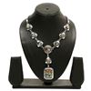 Image 1 : Abalone Shell Gemstone Silver Plated Necklace