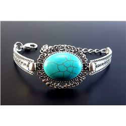 Turquoise Gemstone Silver Plated Handmade Bracelet