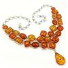 Image 1 : BALTIC AMBER GEMSTONE SILVER PLATED BLUE NECKLACE