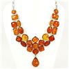 Image 2 : BALTIC AMBER GEMSTONE SILVER PLATED BLUE NECKLACE