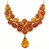 Image 3 : BALTIC AMBER GEMSTONE SILVER PLATED BLUE NECKLACE