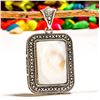 Image 1 : MOTHER OF PEARL GEMSTONE SILVER PLATED PENDANT