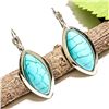 Image 1 : TURQUOISE GEMSTONE SILVER PLATED LEVER BACK EARRING 1.5"