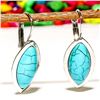 Image 2 : TURQUOISE GEMSTONE SILVER PLATED LEVER BACK EARRING 1.5"